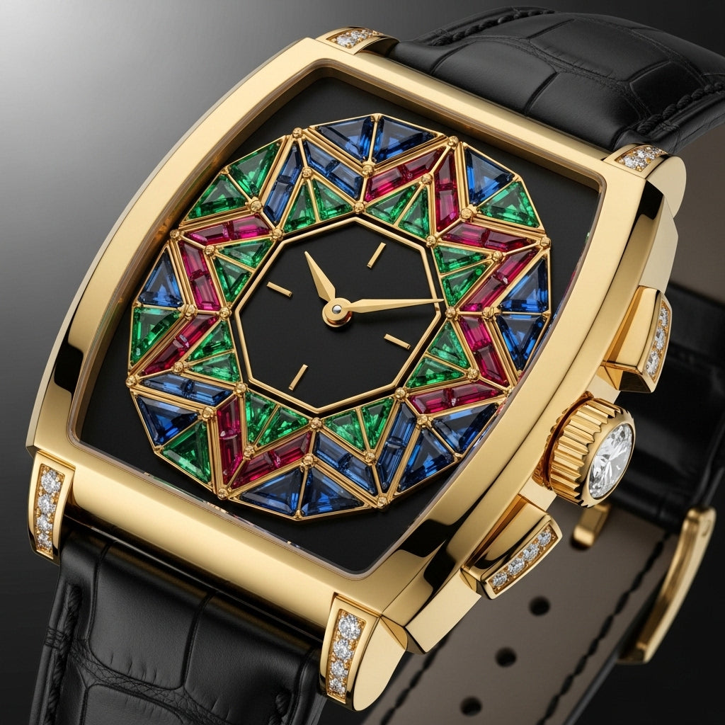 Regal Spectrum™ Gold Edition Watch – Diamond Accented Multicolor Gem Dial