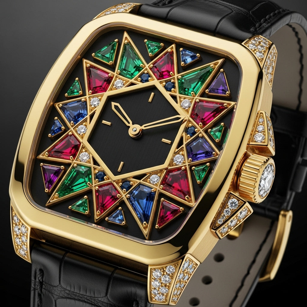 Imperial Star™ Gold Diamond Watch – Royal Multicolor Gemstone Edition