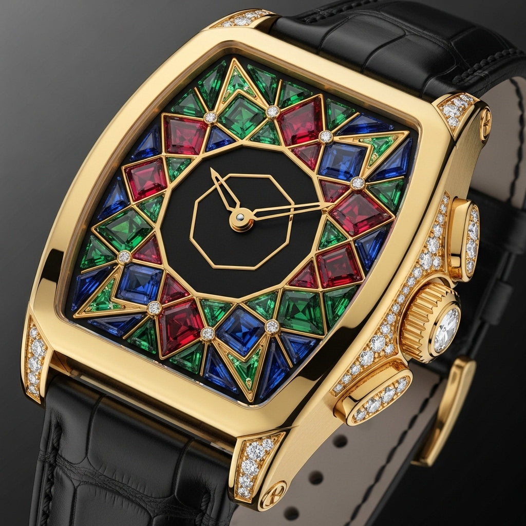 Sovereign Prism™ Gold Diamond Watch – Royal Geometric Gem Edition